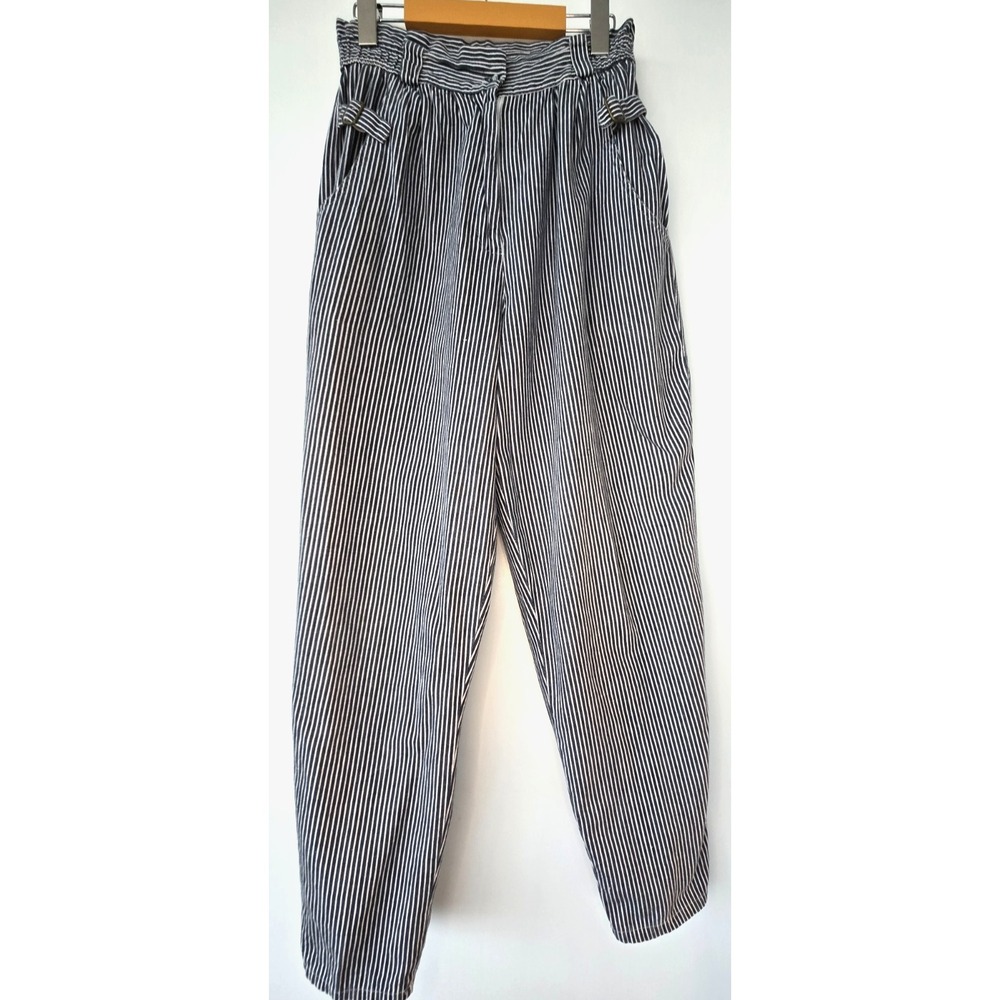 Vtg Cotton Highwaisted Taper Pants Blue Striped Nautica Preppy Retro 90s Coquett
